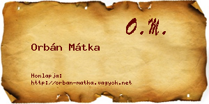 Orbán Mátka névjegykártya