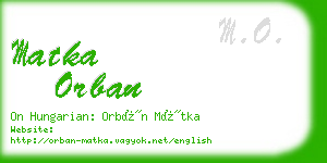 matka orban business card